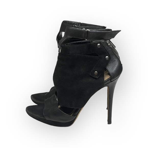 Herve Leger 𖤐 Platform Suede Leather Stiletto Heel Ankle Booties 𖤐 Black 37 7 - Picture 8 of 17